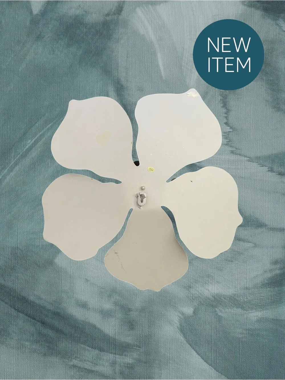 Decorative White Metal Floral Wall Art with Silver Accents